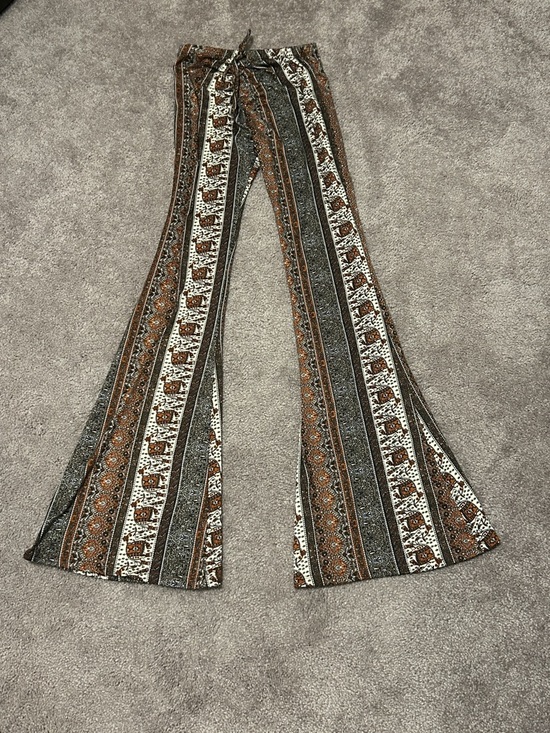 Vibe Sportswear Pants - Bohemian Stripe Flared Pants - Brown Multi